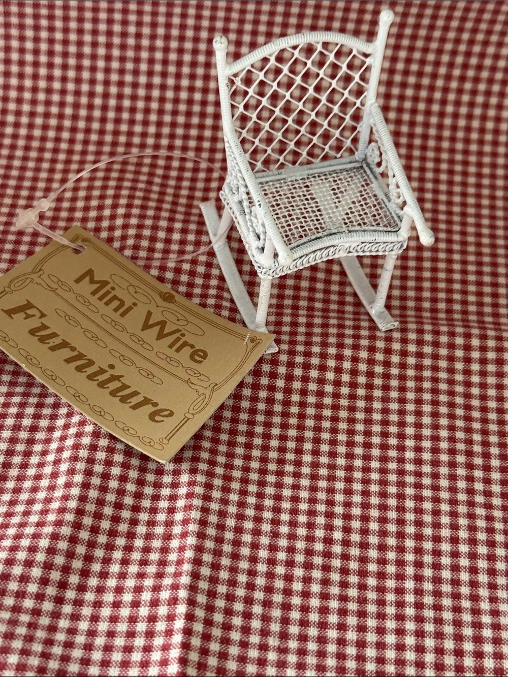 White Wicker look metalMiniature Rocking Chair